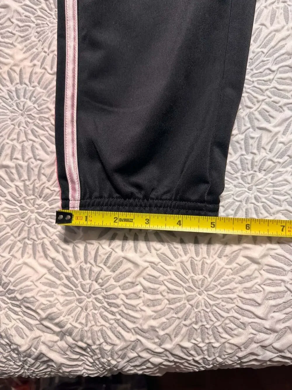 Adidas Girls XL Regular Fit Track Pants Black with Pink Stripes